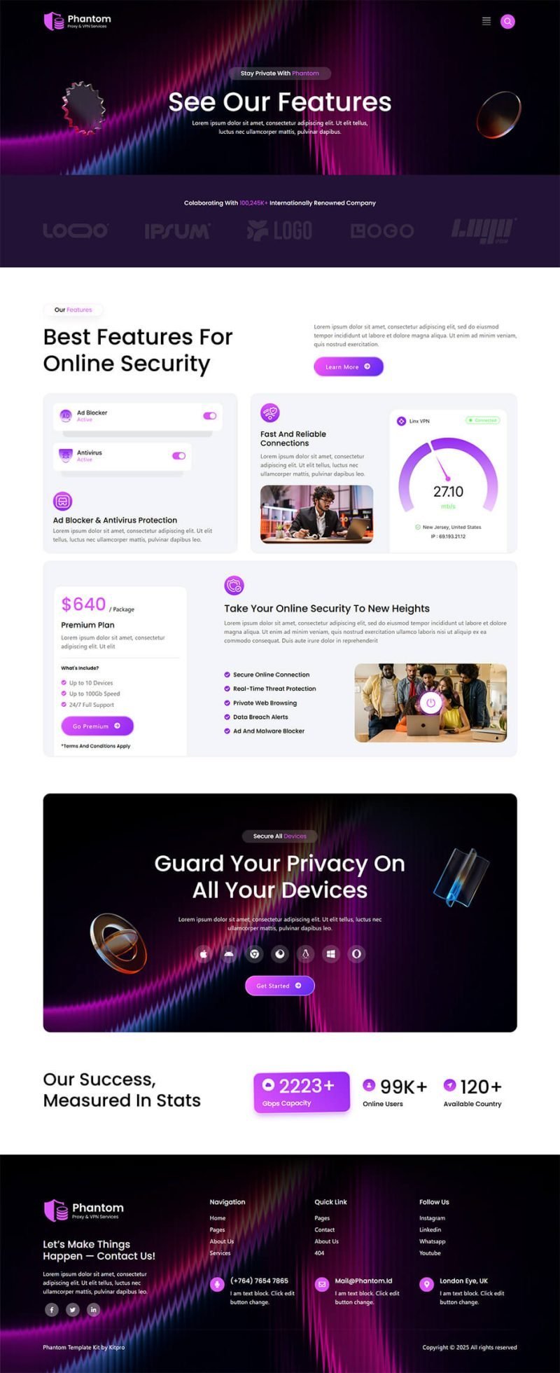 Phantom – Modern Proxy and VPN Services Elementor Template Kit - Image 5